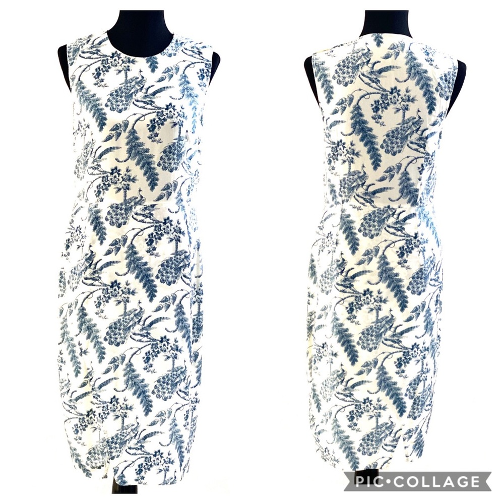Top Shop Midi Dress Peacock Print Size 8